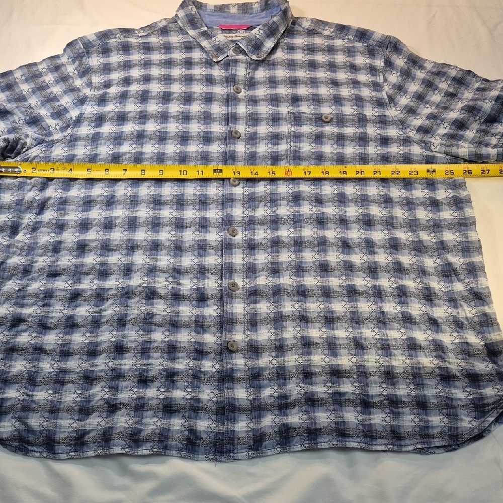 Tommy Bahama XXL Blue and White Casual Button Down Short Sleeve Shirt - Picture 6 of 15